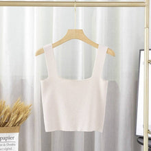 Load image into Gallery viewer, Solid Square Neck Sleeveless Knit Crop Top