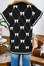 Load image into Gallery viewer, Fashion-W Preppy Vibes Bow Print Zipped Collar Sweater Tee