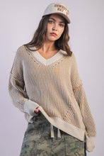 Load image into Gallery viewer, 12W3376N-Oversized Two Tone Knit Casual Sweater Top