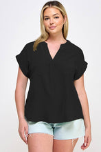 Load image into Gallery viewer, Plus Size Top - Button Down with Dolman Short Sleeve SS2536