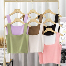 Load image into Gallery viewer, Solid Square Neck Sleeveless Knit Crop Top