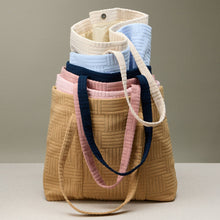 Load image into Gallery viewer, Luxe Terry Irregular Grid Pattern Tote Bag - Beach Bag