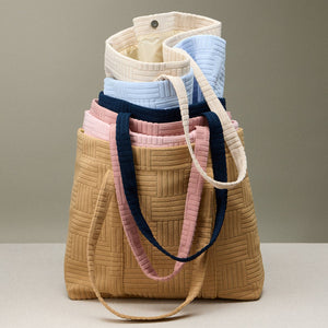 Luxe Terry Irregular Grid Pattern Tote Bag - Beach Bag