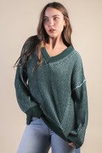 Load image into Gallery viewer, 12W3376N-Oversized Two Tone Knit Casual Sweater Top