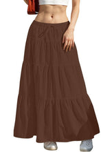 Load image into Gallery viewer, CWBLS0558 _SOLID COLOR STITCHING ELASTIC WAIST MAXI SKIRT