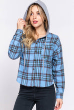 Load image into Gallery viewer, Slim Fit Long Slv Hoodie Plaid Shirt SI-24772