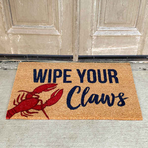 Wipe Your Claws Coir Doormat   Navy/Red   30x18