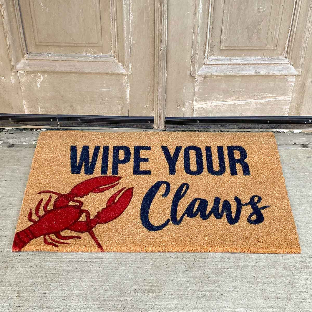 Wipe Your Claws Coir Doormat   Navy/Red   30x18