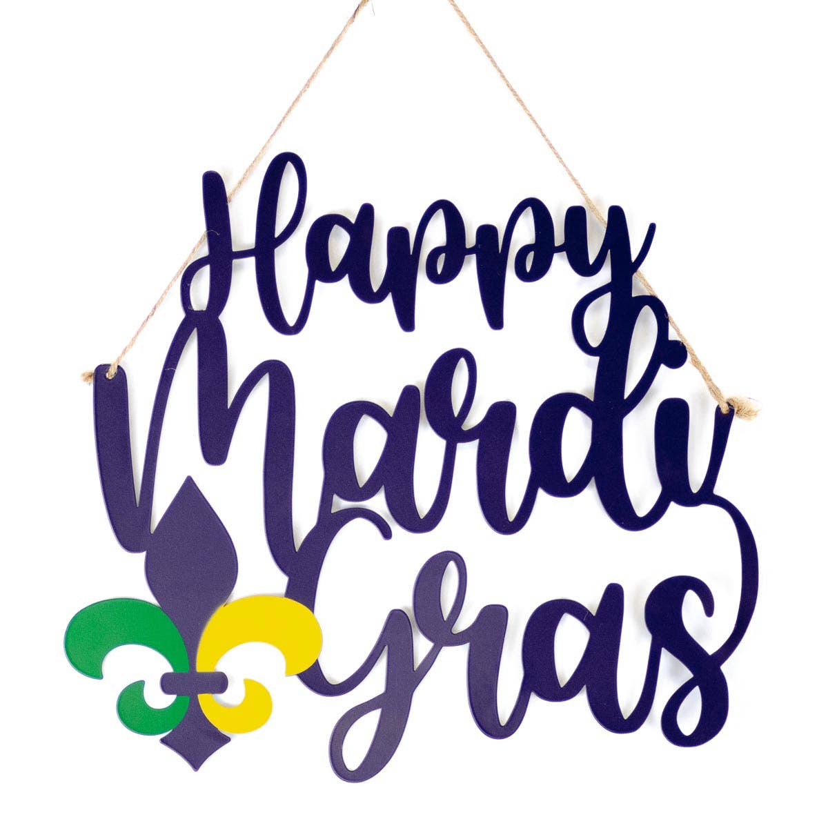 Happy Mardi Gras Door Hanger Purple/Green/Yellow 15x16.5 – Armadillo Xing