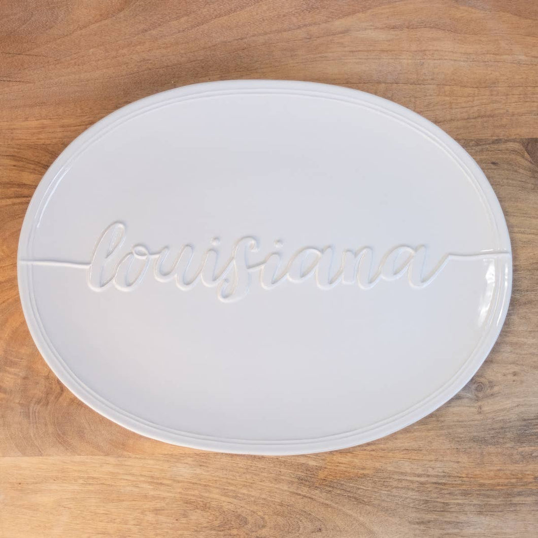 Louisiana Embossed Platter   White   16x12