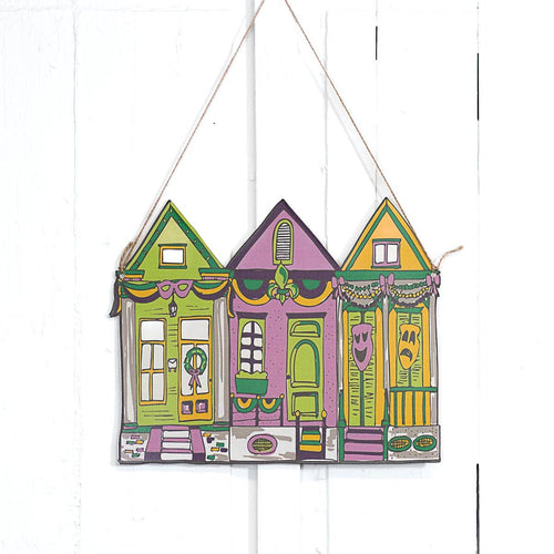 NOLA Houses Door Hanger   Purple/Green/Yellow   17.5x14