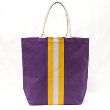 Load image into Gallery viewer, Campus Stripe Tote  Purple/White/Yellow  20x17x6.5